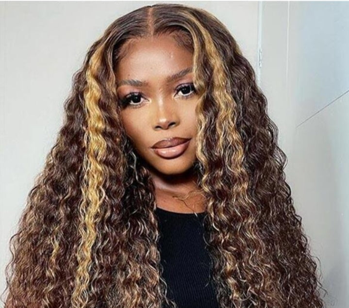 13x4 Double drawn frontal wig
water wave piano color